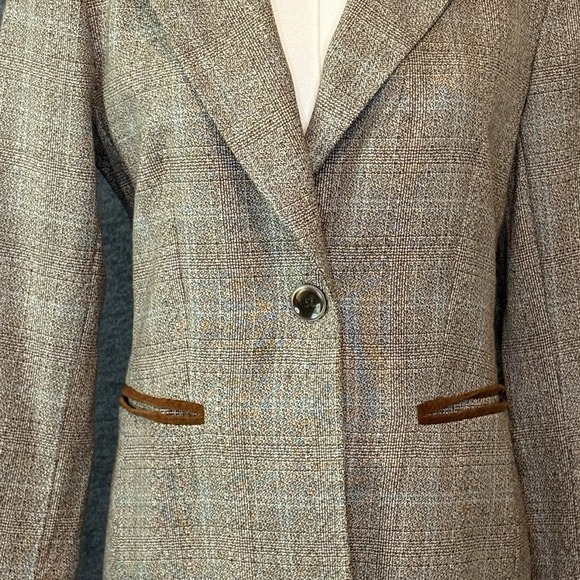 Harvé Benard Wool Blazer Womens Size 4 | Plaid Check Tweed | Classic Workwear - Picture 3 of 11
